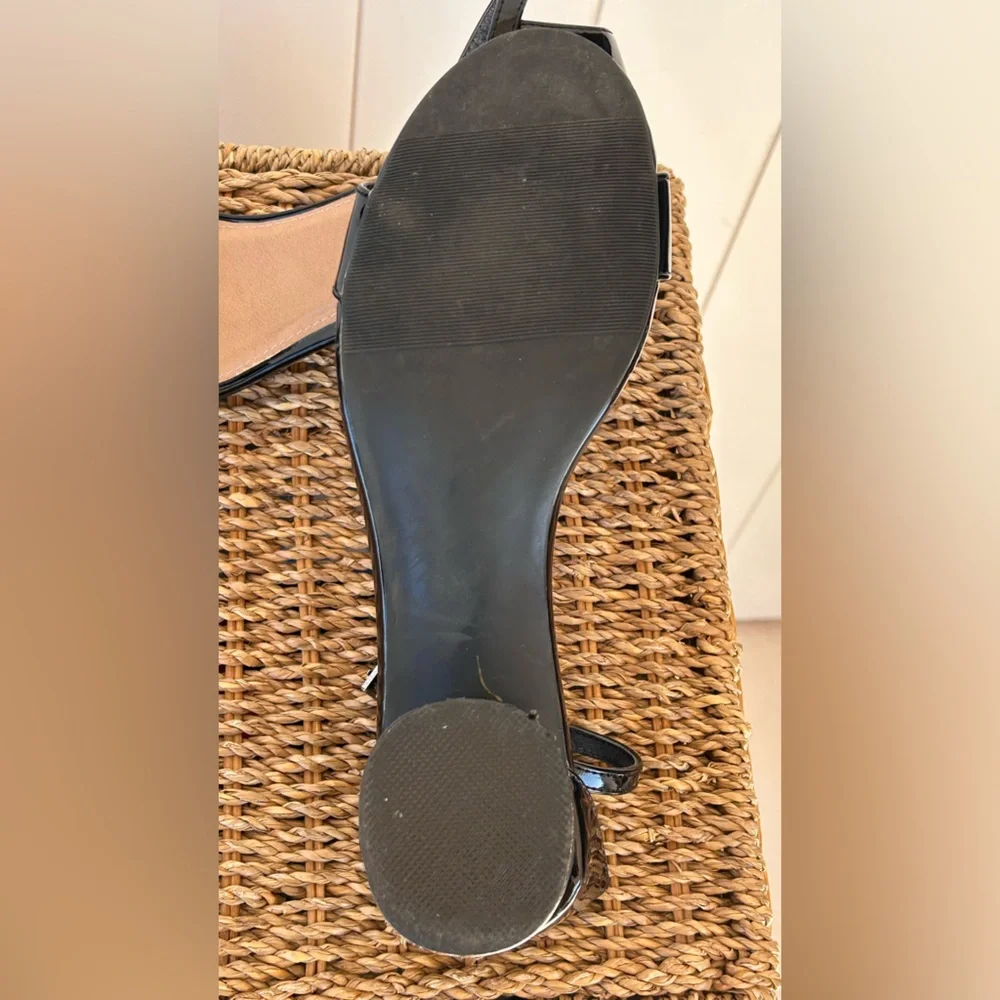 Abound Women’s Faux Patent Block Heel Sandal Ankle Strap Black Size‎ 8.5M